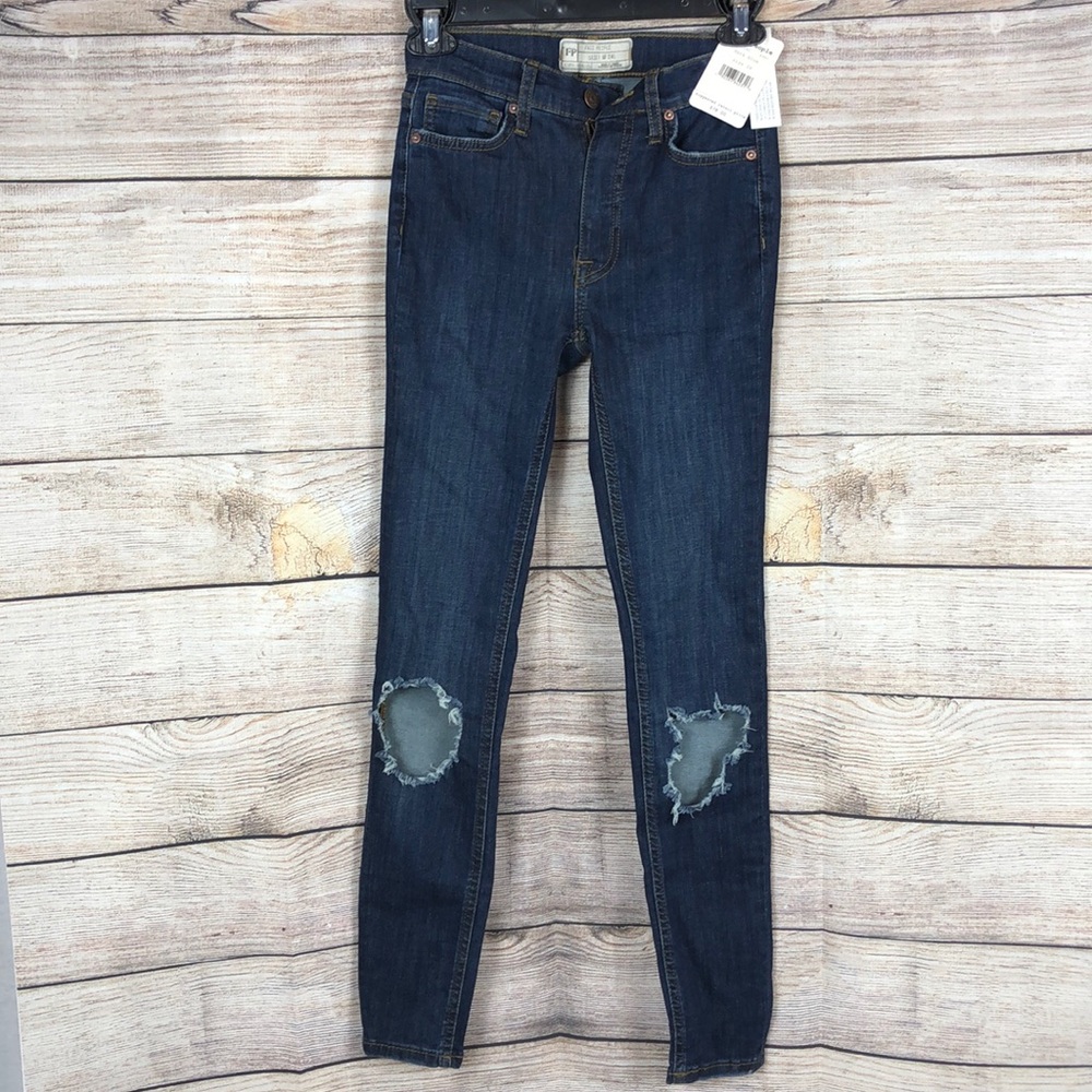 Free People Distressed Skinny Leg Jeans